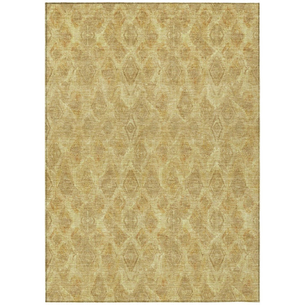 HomeRoots 5' Gold Taupe and Beige Geometric Area Rug - Washable, Durable, Indoor Outdoor Design for Modern Spaces 10' X 14' 579011