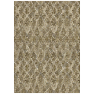 Homeroots 3' Stylish Beige Taupe Geometric Washable Area Rug For Indoor And Outdoor Spaces, Durable Design 3' X 5' Polyester 579012