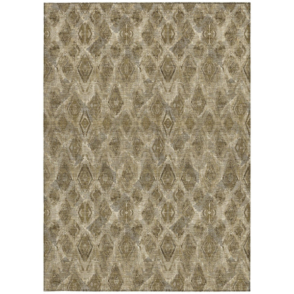 Homeroots 3' Stylish Beige Taupe Geometric Washable Area Rug For Indoor And Outdoor Spaces, Durable Design 5' X 8' Polyester 579013