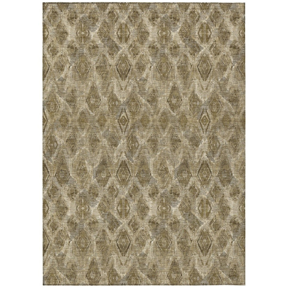 HomeRoots 5' Geometric Washable Area Rug in Brown, Beige & Tan – Stylish, Durable, Perfect for Indoor & Outdoor Use 5' X 8' 579013