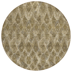 HomeRoots 5' Geometric Washable Area Rug in Brown, Beige & Tan – Stylish, Durable, Perfect for Indoor & Outdoor Use 8' Round 579014