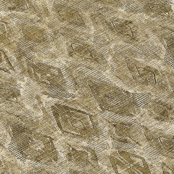 Homeroots 3' Stylish Beige Taupe Geometric Washable Area Rug For Indoor And Outdoor Spaces, Durable Design 8' Round Polyester 579014