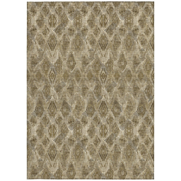 Homeroots 3' Stylish Beige Taupe Geometric Washable Area Rug For Indoor And Outdoor Spaces, Durable Design 9' X 12' Polyester 579016