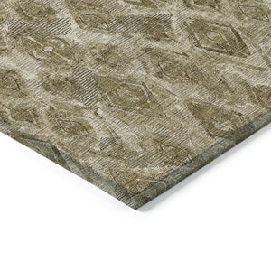 Homeroots 3' Stylish Beige Taupe Geometric Washable Area Rug For Indoor And Outdoor Spaces, Durable Design 9' X 12' Polyester 579016
