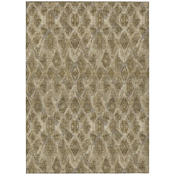 HomeRoots 5' Geometric Washable Area Rug in Brown, Beige & Tan – Stylish, Durable, Perfect for Indoor & Outdoor Use 10' X 14' 579017