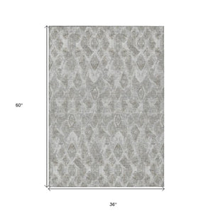 Homeroots 3' Stylish Beige Taupe Geometric Washable Area Rug For Indoor And Outdoor Spaces, Durable Design 3' X 5' Polyester 579018