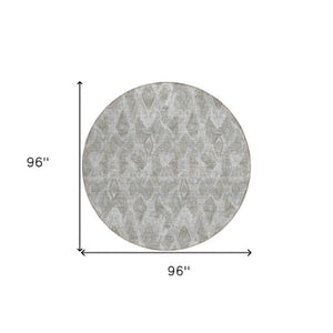 Homeroots 3' Stylish Beige Taupe Geometric Washable Area Rug For Indoor And Outdoor Spaces, Durable Design 8' Round Polyester 579020