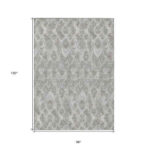 Homeroots 3' Stylish Beige Taupe Geometric Washable Area Rug For Indoor And Outdoor Spaces, Durable Design 8' X 10' Polyester 579021