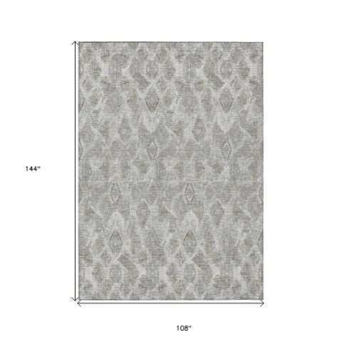 Homeroots 3' Stylish Beige Taupe Geometric Washable Area Rug For Indoor And Outdoor Spaces, Durable Design 9' X 12' Polyester 579022