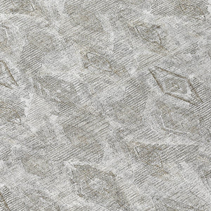 Homeroots 3' Stylish Beige Taupe Geometric Washable Area Rug For Indoor And Outdoor Spaces, Durable Design 9' X 12' Polyester 579022