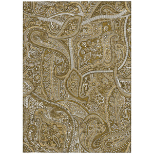 Homeroots 3' Elegant Brown Tan Beige Paisley Washable Indoor Outdoor Area Rug For Stylish Living Spaces 3' X 5' Polyester 579024