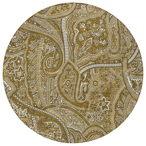 Homeroots 3' Elegant Brown Tan Beige Paisley Washable Indoor Outdoor Area Rug For Stylish Living Spaces 8' Round Polyester 579026