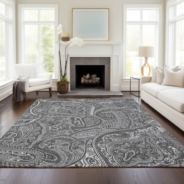 Homeroots 3' Elegant Brown Tan Beige Paisley Washable Indoor Outdoor Area Rug For Stylish Living Spaces 3' X 5' Polyester 579030
