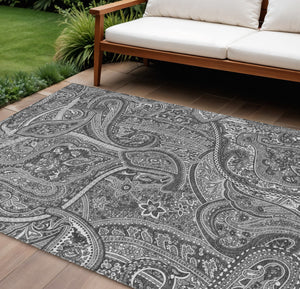 Homeroots 3' Elegant Brown Tan Beige Paisley Washable Indoor Outdoor Area Rug For Stylish Living Spaces 8' X 10' Polyester 579033