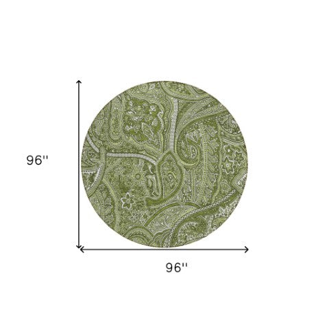 Homeroots 3' Elegant Brown Tan Beige Paisley Washable Indoor Outdoor Area Rug For Stylish Living Spaces 8' Round Polyester 579038