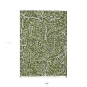 Homeroots 3' Elegant Brown Tan Beige Paisley Washable Indoor Outdoor Area Rug For Stylish Living Spaces 9' X 12' Polyester 579040