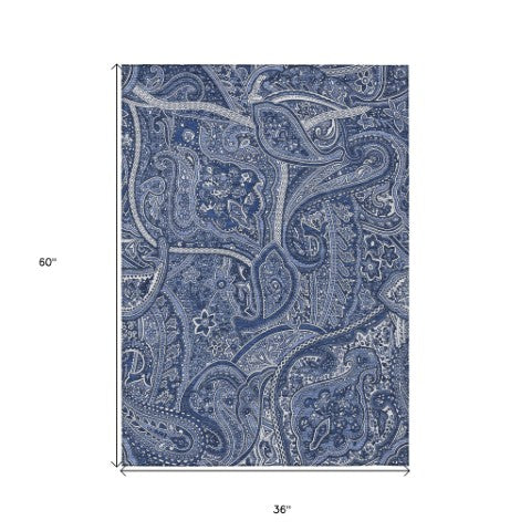 Homeroots 3' Elegant Brown Tan Beige Paisley Washable Indoor Outdoor Area Rug For Stylish Living Spaces 3' X 5' Polyester 579042