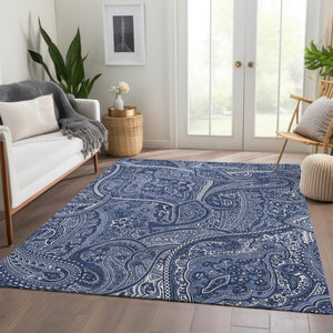 Homeroots 3' Elegant Brown Tan Beige Paisley Washable Indoor Outdoor Area Rug For Stylish Living Spaces 5' X 8' Polyester 579043
