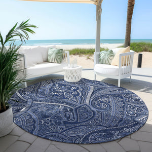 Homeroots 3' Elegant Brown Tan Beige Paisley Washable Indoor Outdoor Area Rug For Stylish Living Spaces 8' Round Polyester 579044