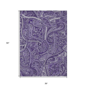 Homeroots 3' Elegant Brown Tan Beige Paisley Washable Indoor Outdoor Area Rug For Stylish Living Spaces 3' X 5' Polyester 579048