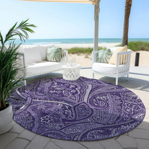 Homeroots 3' Elegant Brown Tan Beige Paisley Washable Indoor Outdoor Area Rug For Stylish Living Spaces 8' Round Polyester 579050