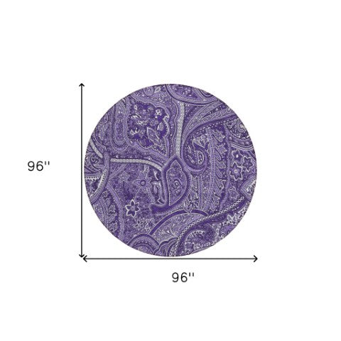 Homeroots 3' Elegant Brown Tan Beige Paisley Washable Indoor Outdoor Area Rug For Stylish Living Spaces 8' Round Polyester 579050