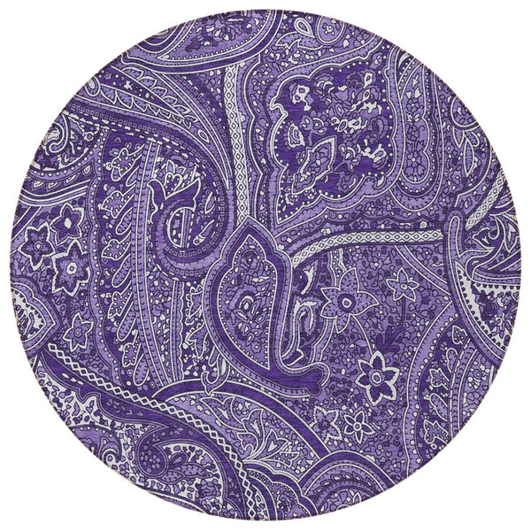 Homeroots 3' Elegant Brown Tan Beige Paisley Washable Indoor Outdoor Area Rug For Stylish Living Spaces 8' Round Polyester 579050