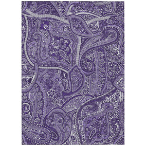 HomeRoots 5' Elegant Purple Lavender & Silver Paisley Area Rug - Durable, Washable for Indoor & Outdoor Use 8' X 10' 579051