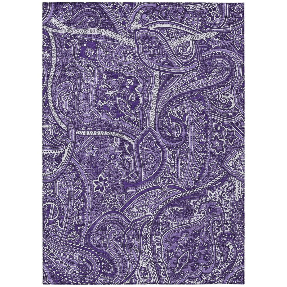 HomeRoots 9' Elegant Purple Lavender and Silver Paisley Washable Indoor Outdoor Area Rug for Versatile Spaces 9' X 12' 579052