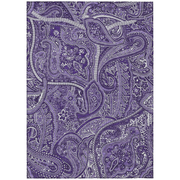 HomeRoots 9' Elegant Purple Lavender and Silver Paisley Washable Indoor Outdoor Area Rug for Versatile Spaces 9' X 12' 579052