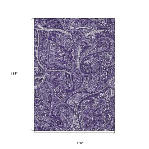 Homeroots 3' Elegant Brown Tan Beige Paisley Washable Indoor Outdoor Area Rug For Stylish Living Spaces 10' X 14' Polyester 579053