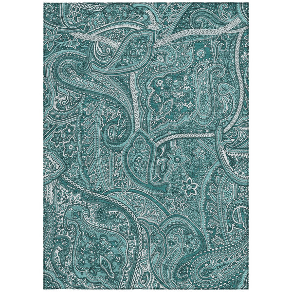 Homeroots 3' Elegant Brown Tan Beige Paisley Washable Indoor Outdoor Area Rug For Stylish Living Spaces 5' X 8' Polyester 579055
