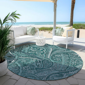 Homeroots 3' Elegant Brown Tan Beige Paisley Washable Indoor Outdoor Area Rug For Stylish Living Spaces 8' Round Polyester 579056