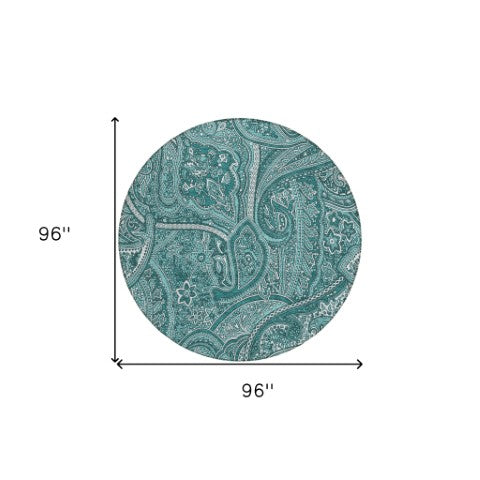 Homeroots 3' Elegant Brown Tan Beige Paisley Washable Indoor Outdoor Area Rug For Stylish Living Spaces 8' Round Polyester 579056