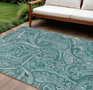 Homeroots 3' Elegant Brown Tan Beige Paisley Washable Indoor Outdoor Area Rug For Stylish Living Spaces 8' X 10' Polyester 579057