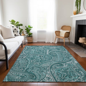 Homeroots 3' Elegant Brown Tan Beige Paisley Washable Indoor Outdoor Area Rug For Stylish Living Spaces 8' X 10' Polyester 579057