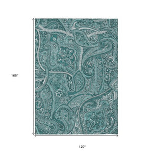 Homeroots 3' Elegant Brown Tan Beige Paisley Washable Indoor Outdoor Area Rug For Stylish Living Spaces 10' X 14' Polyester 579059