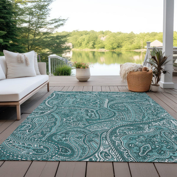 Homeroots 3' Elegant Brown Tan Beige Paisley Washable Indoor Outdoor Area Rug For Stylish Living Spaces 10' X 14' Polyester 579059