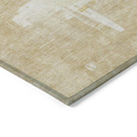 Homeroots 3' Beige Gold And Tan Abstract Washable Area Rug - Versatile Indoor Outdoor Decor For Any Space 3' X 5' Polyester 579060