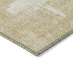 Homeroots 3' Beige Gold And Tan Abstract Washable Area Rug - Versatile Indoor Outdoor Decor For Any Space 3' X 5' Polyester 579060