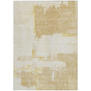 Homeroots 3' Beige Gold And Tan Abstract Washable Area Rug - Versatile Indoor Outdoor Decor For Any Space 5' X 8' Polyester 579061