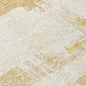 Homeroots 3' Beige Gold And Tan Abstract Washable Area Rug - Versatile Indoor Outdoor Decor For Any Space 8' Round Polyester 579062