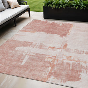 Homeroots 3' Beige Gold And Tan Abstract Washable Area Rug - Versatile Indoor Outdoor Decor For Any Space 5' X 8' Polyester 579067