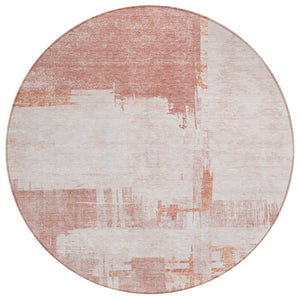 HomeRoots 5' Modern Blush Mauve and Ivory Abstract Area Rug – Stylish, Durable, Washable for Indoor & Outdoor Use 8' Round 579068