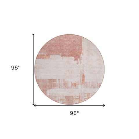 Homeroots 3' Beige Gold And Tan Abstract Washable Area Rug - Versatile Indoor Outdoor Decor For Any Space 8' Round Polyester 579068