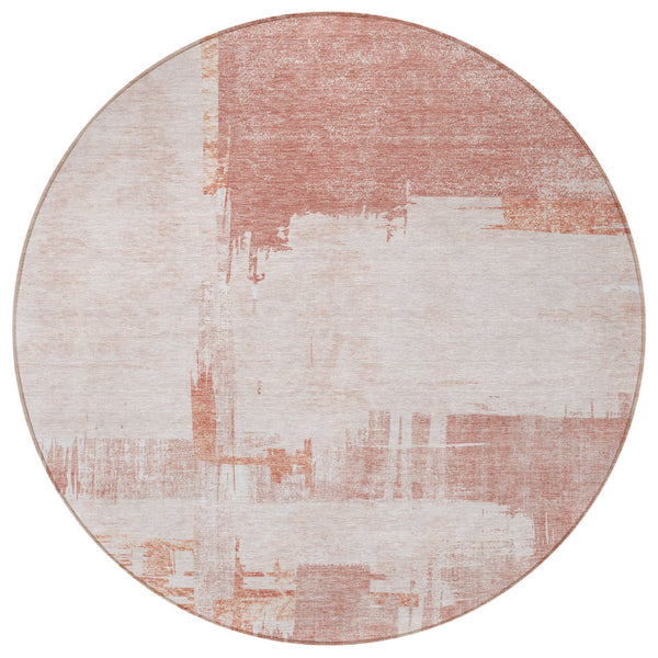 Homeroots 3' Beige Gold And Tan Abstract Washable Area Rug - Versatile Indoor Outdoor Decor For Any Space 8' Round Polyester 579068