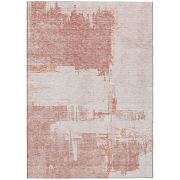 HomeRoots 5' Modern Blush Mauve and Ivory Abstract Area Rug – Stylish, Durable, Washable for Indoor & Outdoor Use 8' X 10' 579069