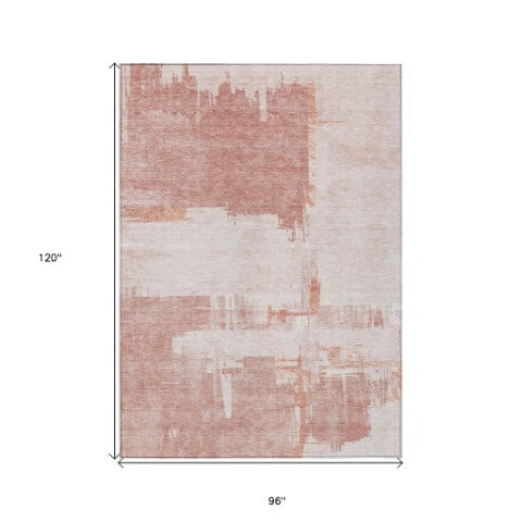 Homeroots 3' Beige Gold And Tan Abstract Washable Area Rug - Versatile Indoor Outdoor Decor For Any Space 8' X 10' Polyester 579069