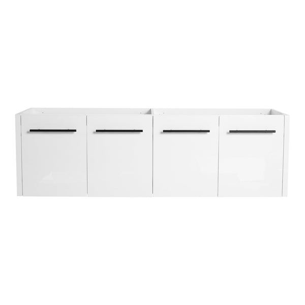 English Elm 60 Inch Wall-mounted Bathroom Vanity Cabinet with Soft-Close Doors, Eco Plywood, Scratch & Water-Resistant Finish Glossy White W999P208036