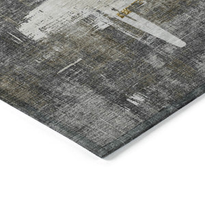 Homeroots 3' Beige Gold And Tan Abstract Washable Area Rug - Versatile Indoor Outdoor Decor For Any Space 5' X 8' Polyester 579079